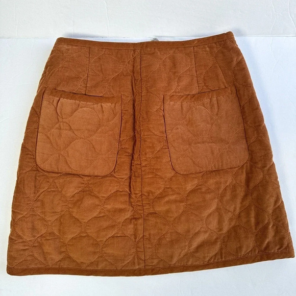 Madewell New Corduroy Quilted Brown Pockets Mini A-line Skirt Fall Women's 4 - Picture 9 of 12